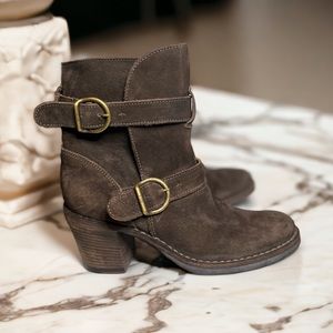 Florentini + Baker Suede Healed Moto Boots 37.5 (7.5)